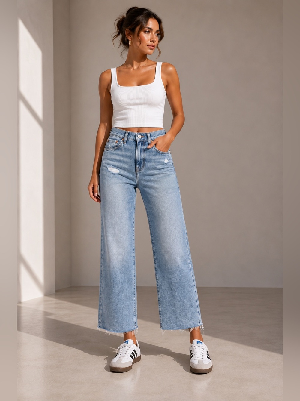DAZE Pleaser High Rise Wide Ankle Jeans | Light Wash | Size 25 | NWOT